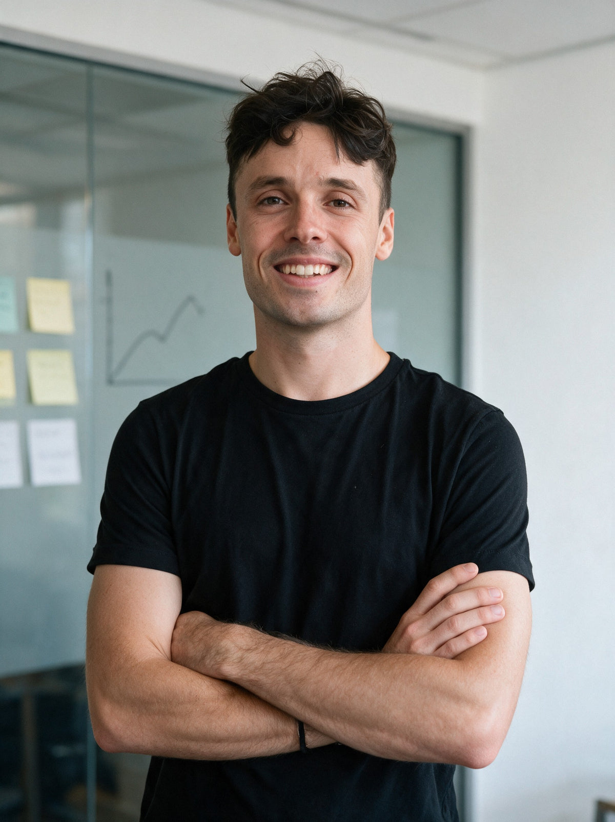 Aurélien, founder of Scalypin, in a meeting room in front of a campaign plan