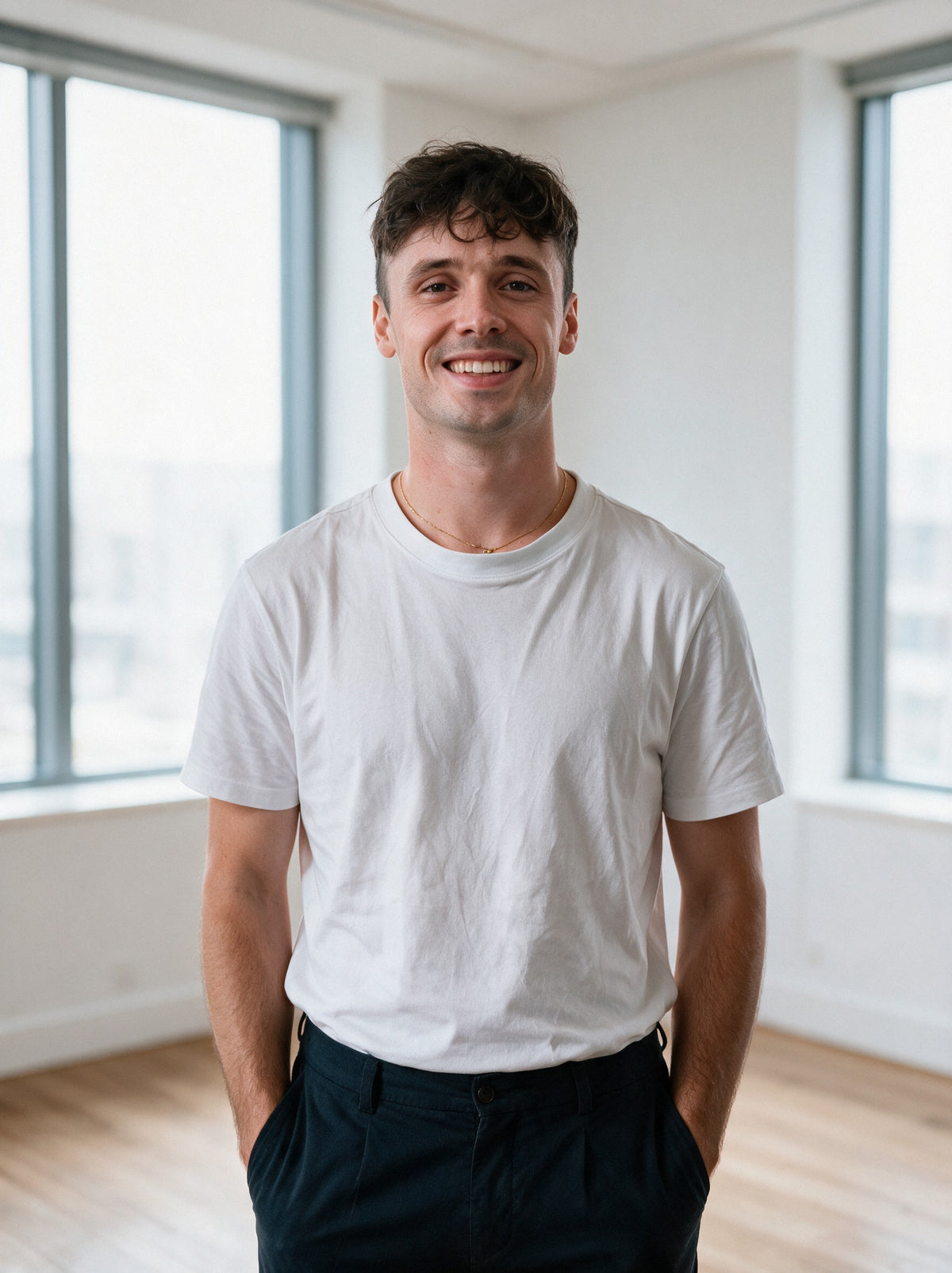 Aurélien, founder of Scalypin, in a bright office with floor-to-ceiling windows